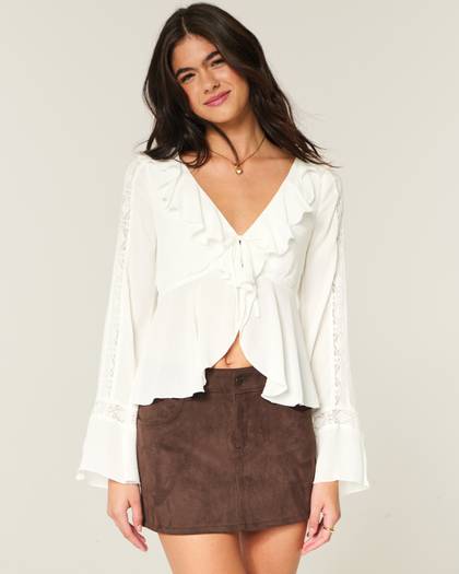 Easy Long-Sleeve Ruffle Babydoll Top