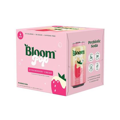 BLOOM NUTRITION Bloom Pop Prebiotic Soda - Strawberry Cream - 4pk/12 fl oz Cans