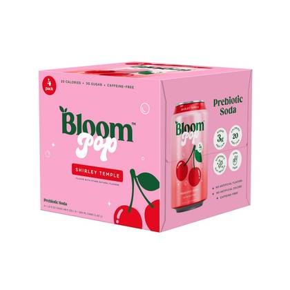 BLOOM NUTRITION Bloom Pop Prebiotic Soda - Shirley Temple - 4pk/12 fl oz Cans