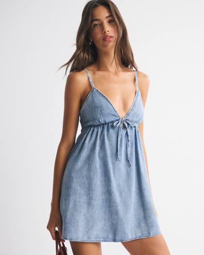 Bra-Free Tie-Front Denim Skort