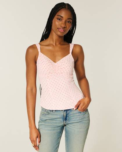 Lace Trim Chiffon Tank