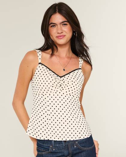 Lace Trim Chiffon Tank