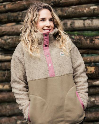 Calla Hooded Polar-Lined Fleece - Feather/Biscuit