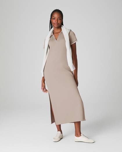 SPANX® AirEssentials Pique Polo Midi Dress | Ashwood - Ashwood