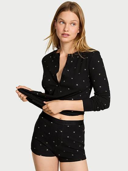 Soft Thermal Henley Short Pajama Set