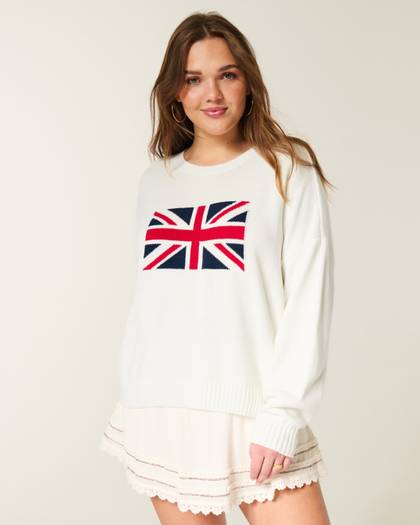 Easy Union Jack Graphic Crew Sweater