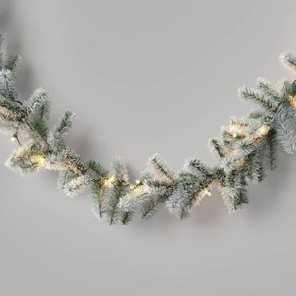 9' Christmas Flocked Canadian Garland with LED Lights - Wondershop™