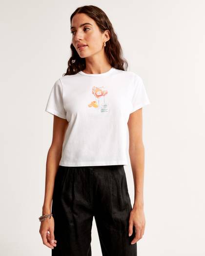 Short-Sleeve Cocktail Graphic Skimming Tee