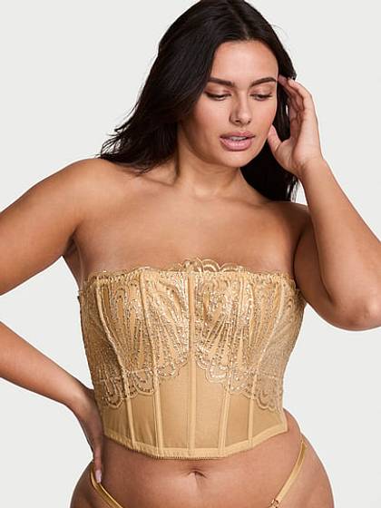 Showgirl Embroidery Unlined Balconette Bra Top