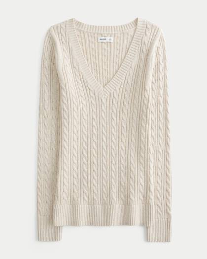 Cable-Knit Icon V-Neck Sweater