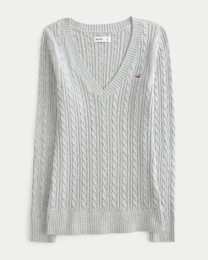 Cable-Knit Icon V-Neck Sweater