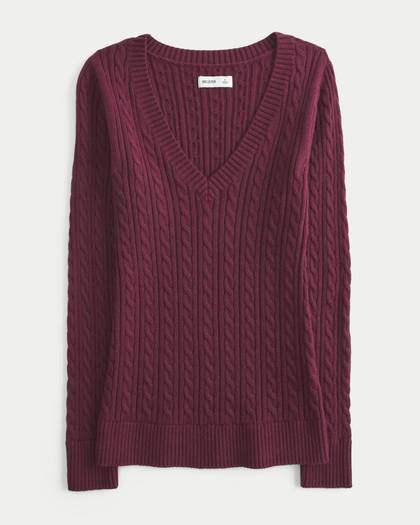 Cable-Knit Icon V-Neck Sweater