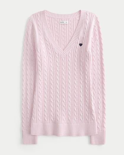 Cable-Knit Icon V-Neck Sweater