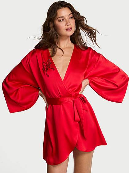 Satin Sparkle Bow Short Robe