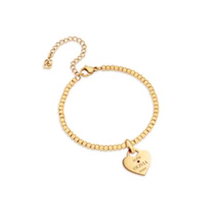 Heart Token Small Beaded Bracelet (Gold)