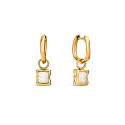 Molten Mother of Pearl Huggie Earrings (Gold)