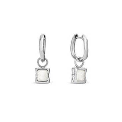 Molten Moonstone Huggie Earrings (Silver)