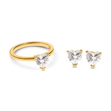 Heart Ring & Earrings (Gold)
