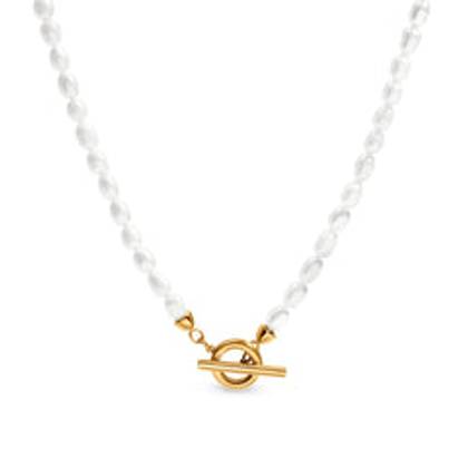 T-bar Pearl Necklace (Gold)