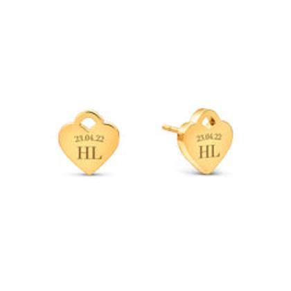 Heart Token Stud Earring (Gold)