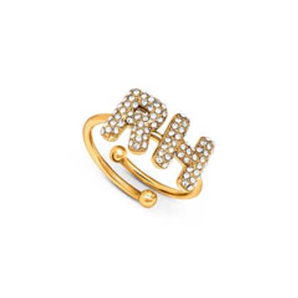 Spotlight Pave Bubble Initial Ring (Gold)