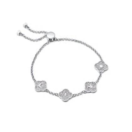 Shimmer Pavé Clover Bracelet (Silver)