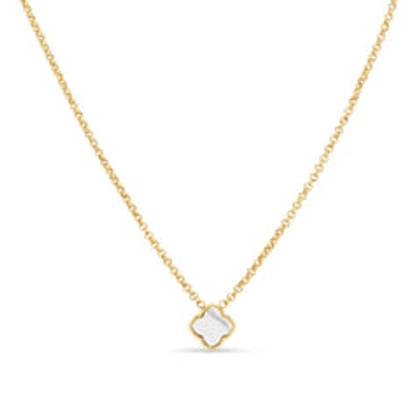 Pearl Clover Fixed Necklace (Gold)