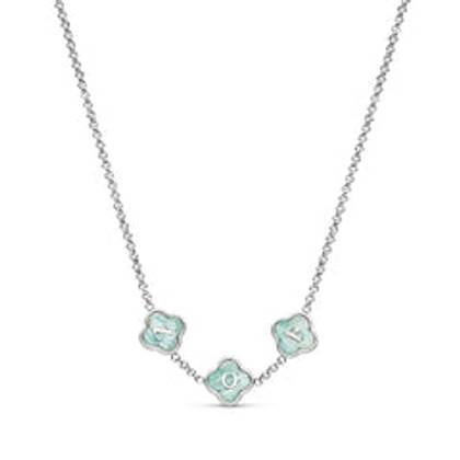 Amazonite Clover Custom Name Necklace (Silver)