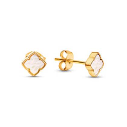 Fine Mini Pearl Clover Studs (Gold)