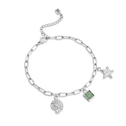 Custom Hanging Ocean Charm Bracelet (Silver)