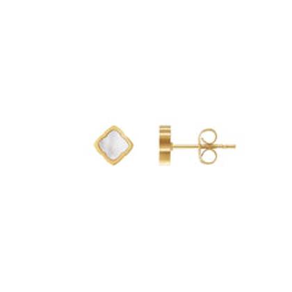 Mini Pearl Clover Stud Earrings (Gold)