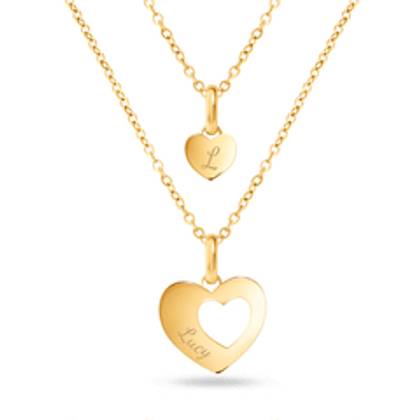 Heart 'Mini & Me' Necklace Set (Gold)
