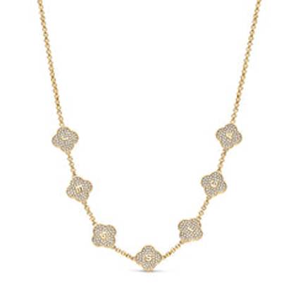 Shimmer Pavé Clover Necklace (Gold)
