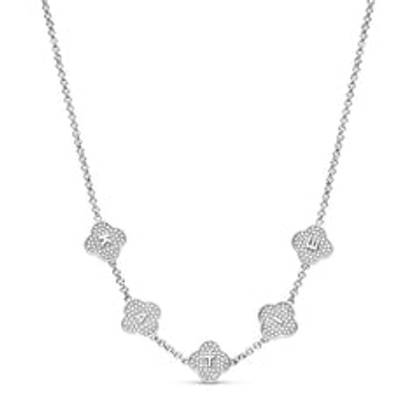 Shimmer Pavé Clover Necklace (Silver)