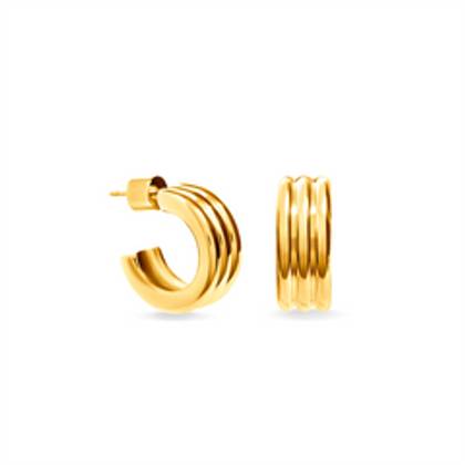 Triple Band Hoop Earrings (Gold)