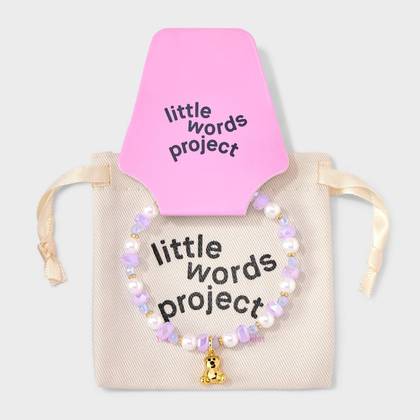 Little Words Project Teddy Bear Charm Beaded Bracelet - Blue