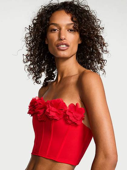 Red Roses Strapless Corset Top
