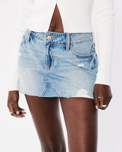 Distressed Denim Mini Skirt