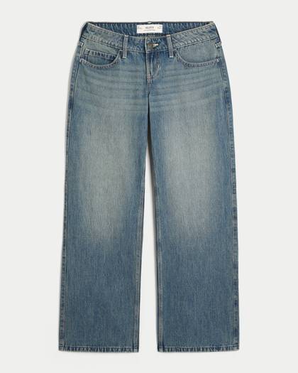 Ultra Low-Rise Dark Wash Baggy Jeans