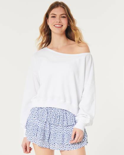 Easy Terry Off-the-Shoulder Sweatshirt