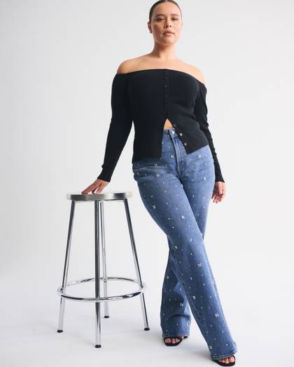 Curve Love High Rise 90s Relaxed Pearl Embellished Jean