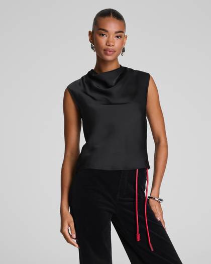 SPANX® Silky Smooth Cowl Neck Sleeveless Top | Classic Black - Black