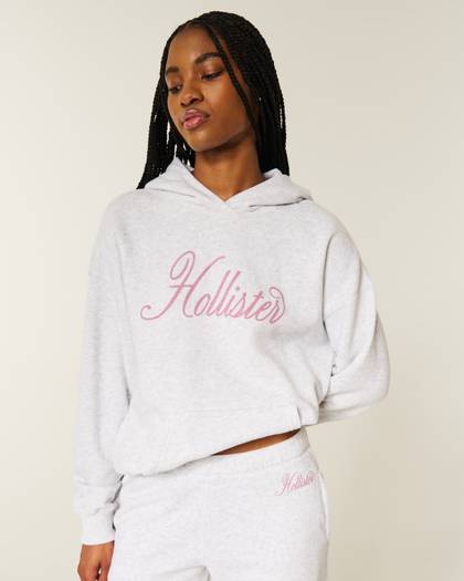 Hollister Feel Good Oversized Sparkle Logo Graphic Hoodie