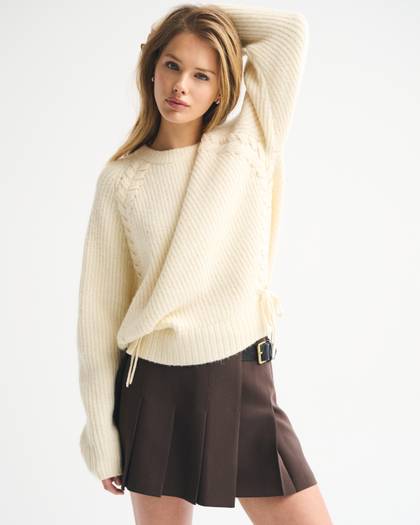 Dad Lace-Up Crew Sweater