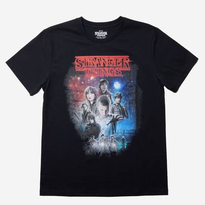 Men's Stranger Things Poster T-Shirt - Black L