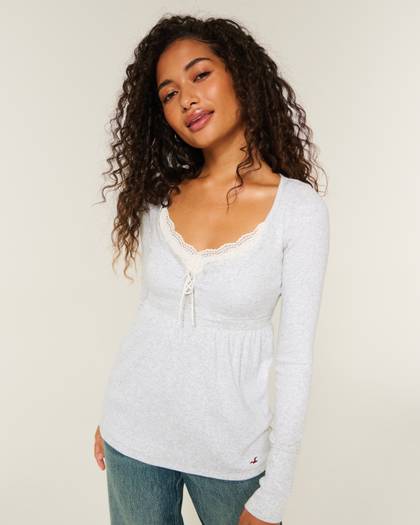Easy Tie-Back Henley Babydoll Top