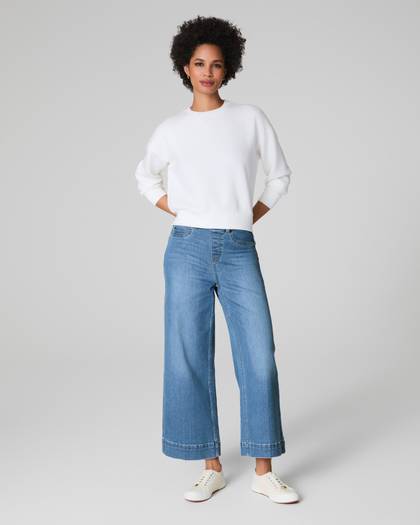 SPANXshape™ Original EveryWear Cropped Wide Leg Jeans | Stonewashed Blue - Blue