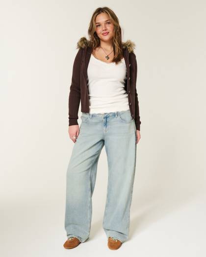 Low-Rise Y2K Light Wash Baggy Jeans