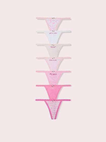 PINK x LoveShackFancy Rules of Pink 7-Pack V-String Panties