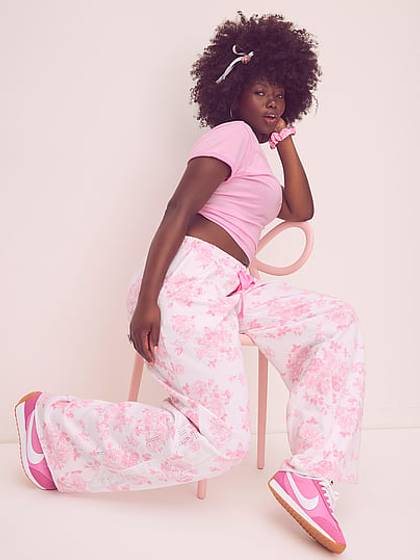 PINK x LoveShackFancy Wide-Leg Sweatpants